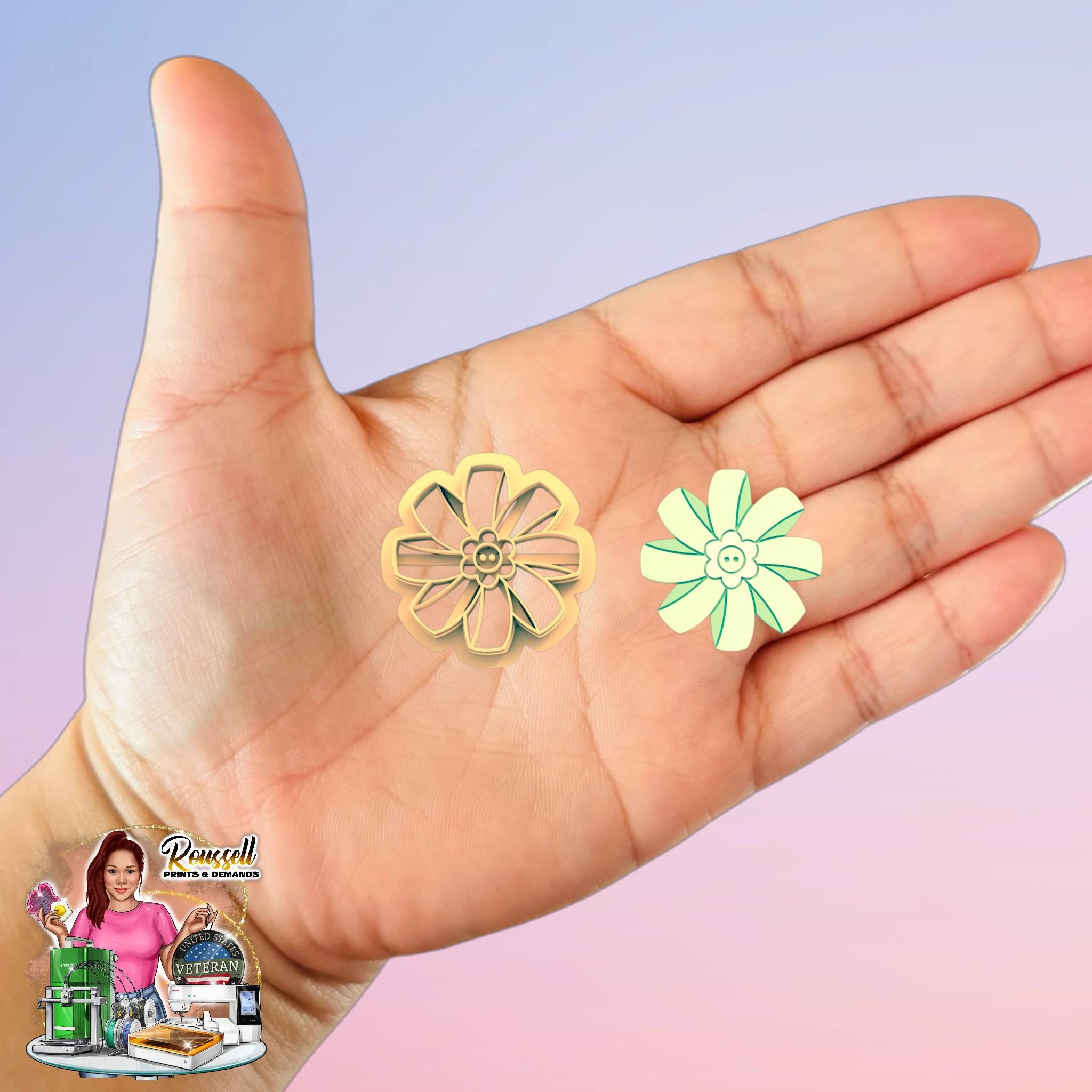 Flower Bow B polymer clay cutter 3d printed