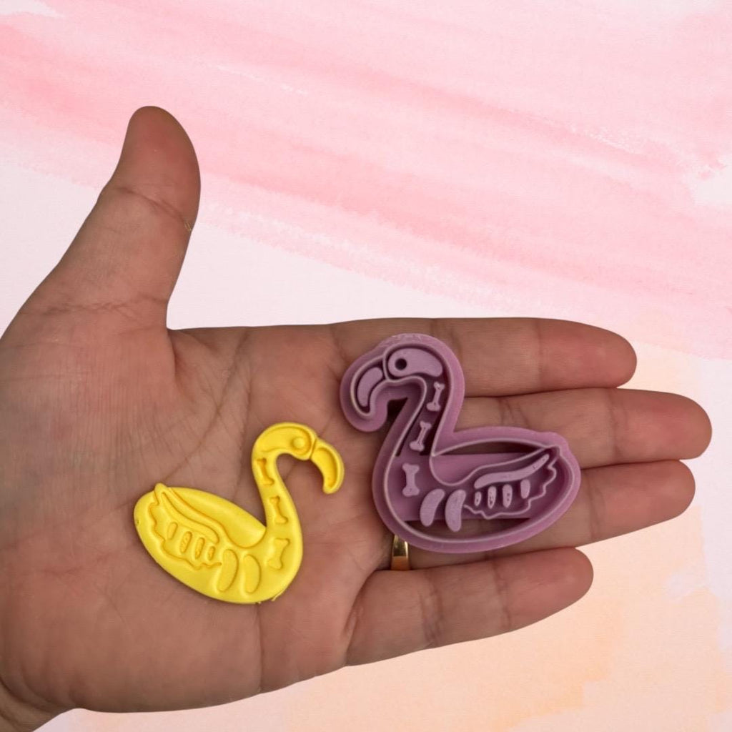 Skelly flamingo Mirrored set  Cutters Polymer clay cutter