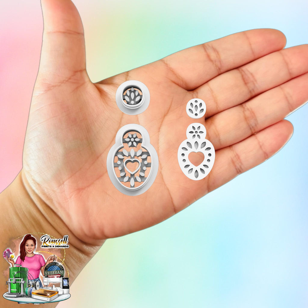 Azulejo-Style Earring Heart Cutout Combo B Clay Cutter