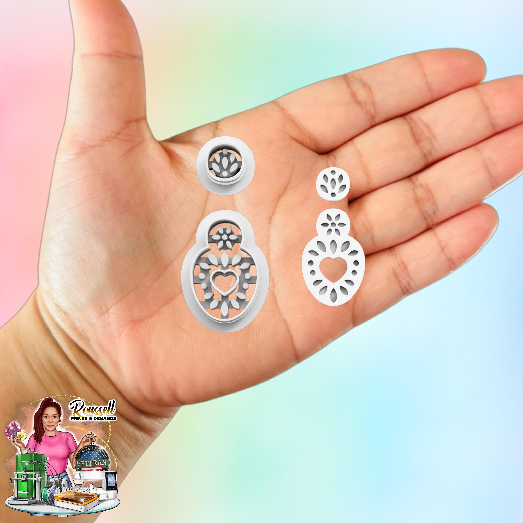 Azulejo-Style Earring Heart Cutout Combo B Clay Cutter