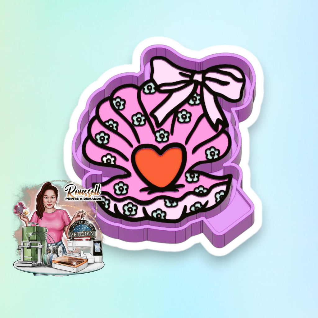 Coquette Shell with Heart Freshie Silicon Mold / Molder