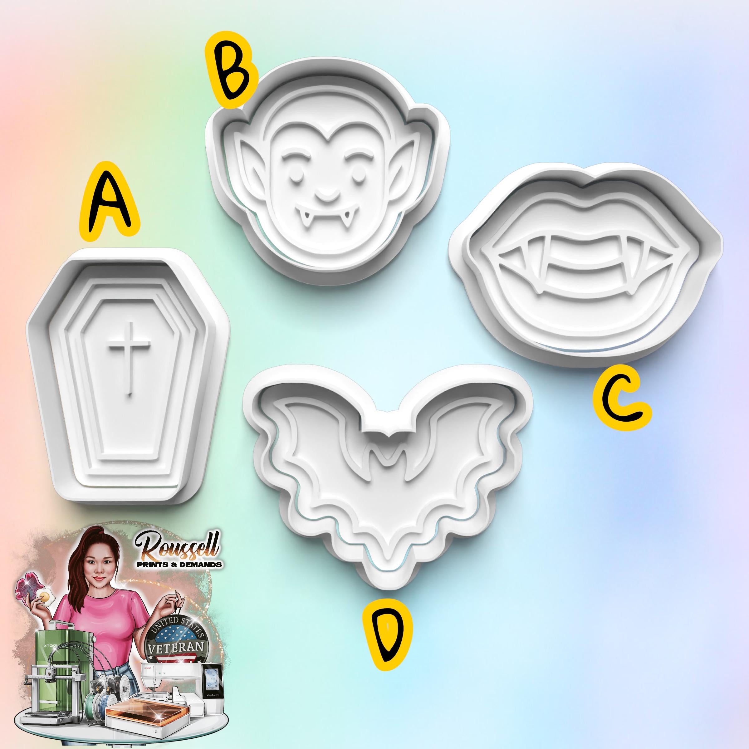 Vampire Cookie Cutter: Halloween Theme, 3D Printed