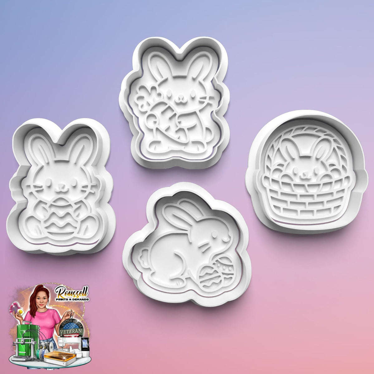Easter Bunny Theme: 3D Printed Fondant, Clay Cutter Cookie cutter