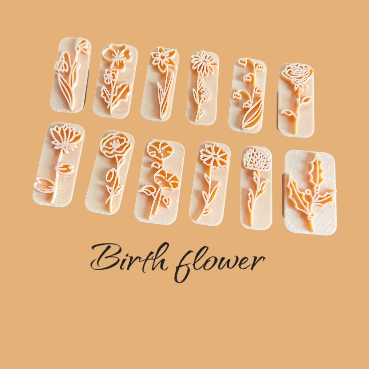 Birth Flower Stamp: PLA Clay, Fondant & Cookie Cutter (1.6 inch)