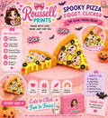 Spooky pizza fidget clicker 3D printed Halloween pizza slice with skull mozzarella toppings cheese drip and black olive rings