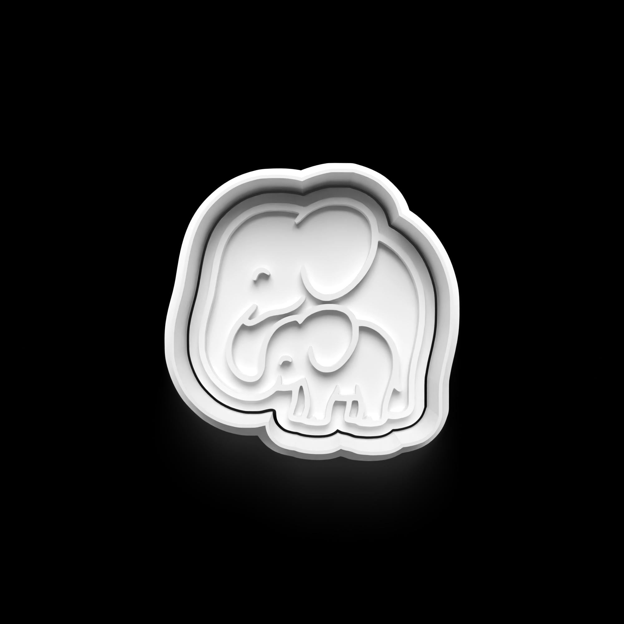 Elephant Family Cookie Cutter: 3D Printed Fondant Cutter