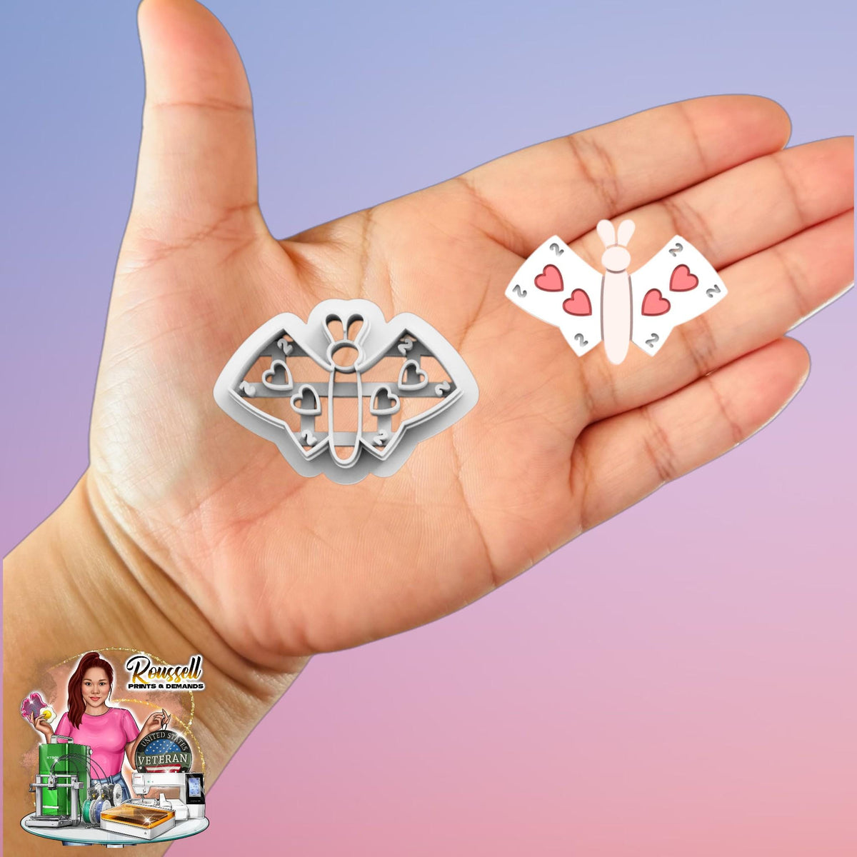 Butterfly with Love Cards Polymer clay cutter