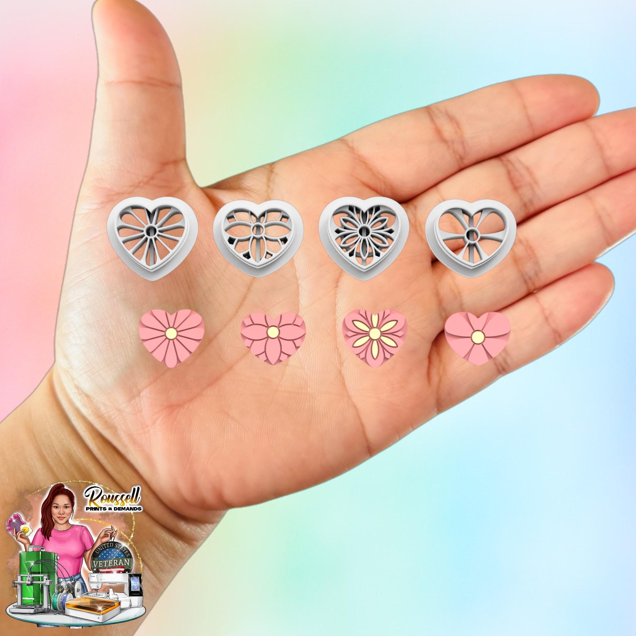 Heart Flower Pack Polymer Clay Cutter