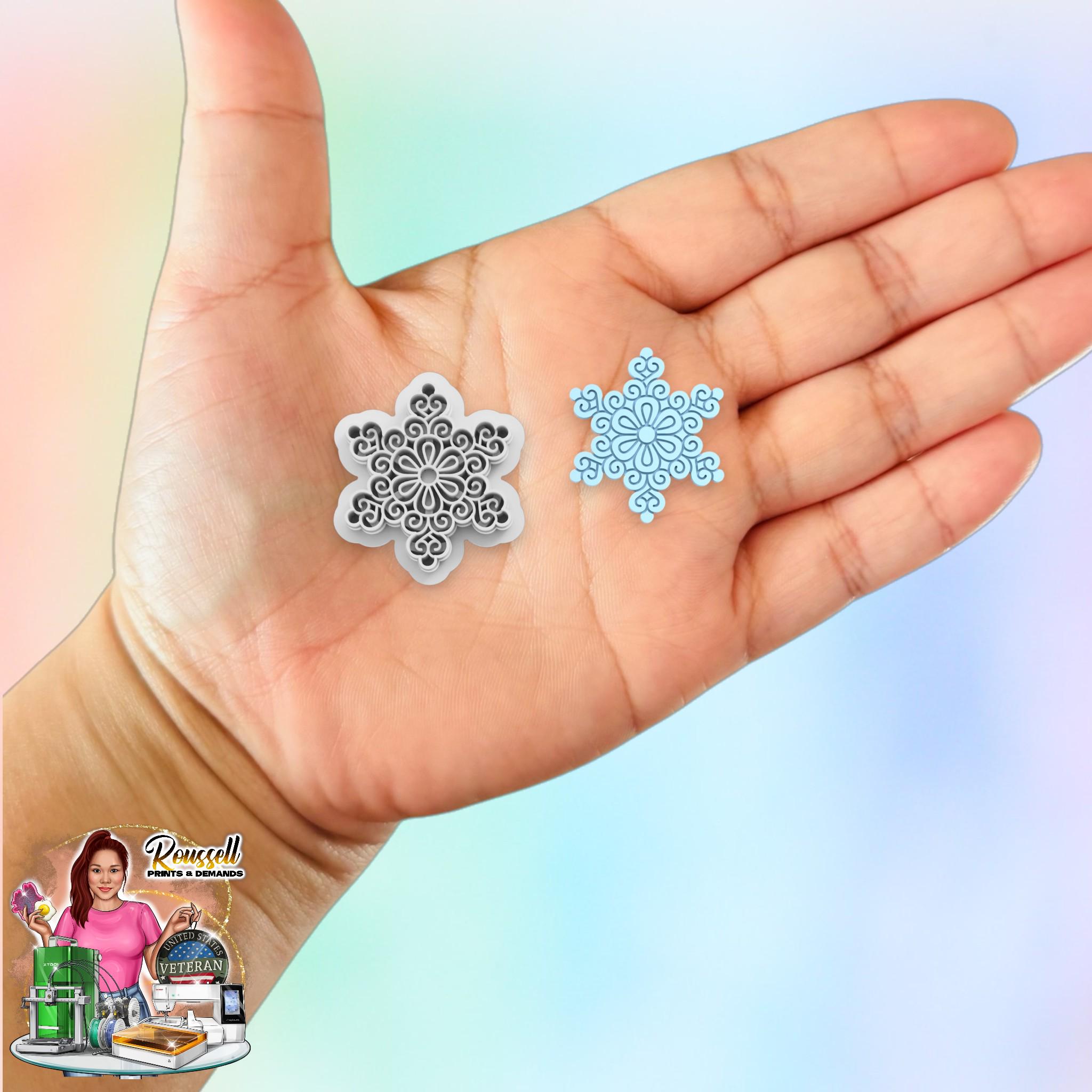Snowflake Crystal Christmas Clay cutter 3d Printed