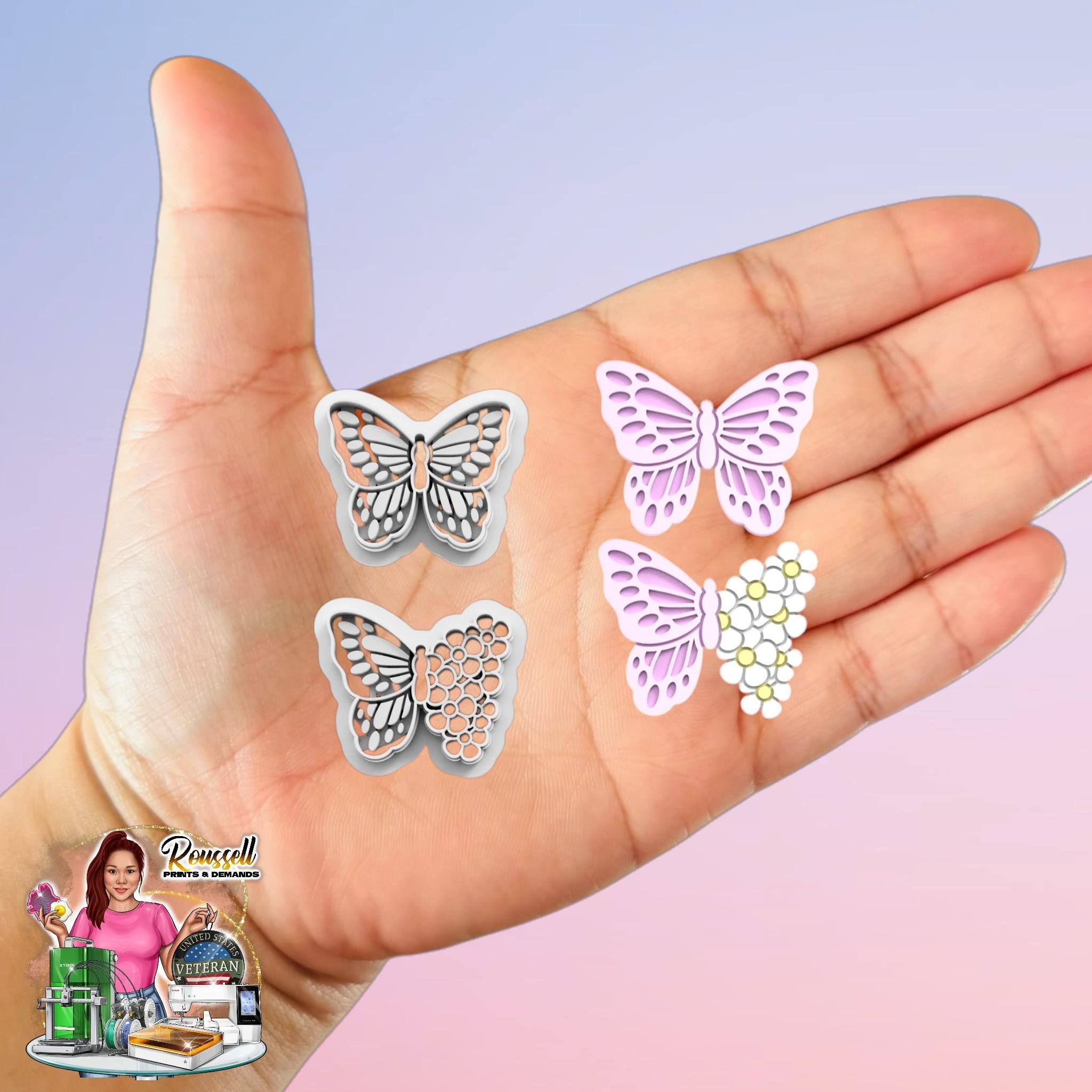 Butterfly Silhouette with Daises Clay Cutter 3d printed