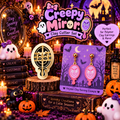 Creepy Mirror Clay Cutter Set with polymer clay earring example – spooky Halloween design by Roussell Prints