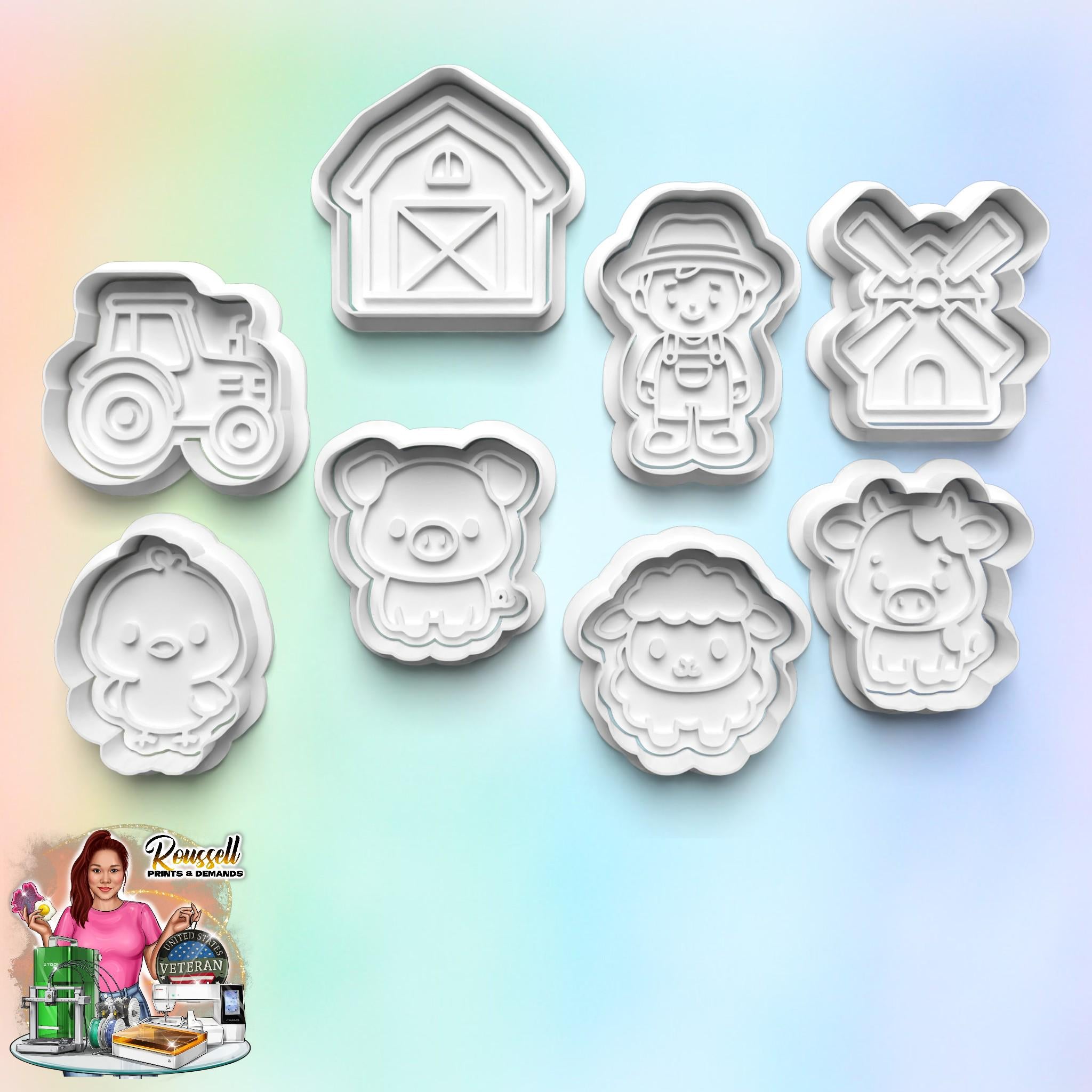 FARM THEME : 3D Printed Fondant , Clay Cutter Cookie cutter