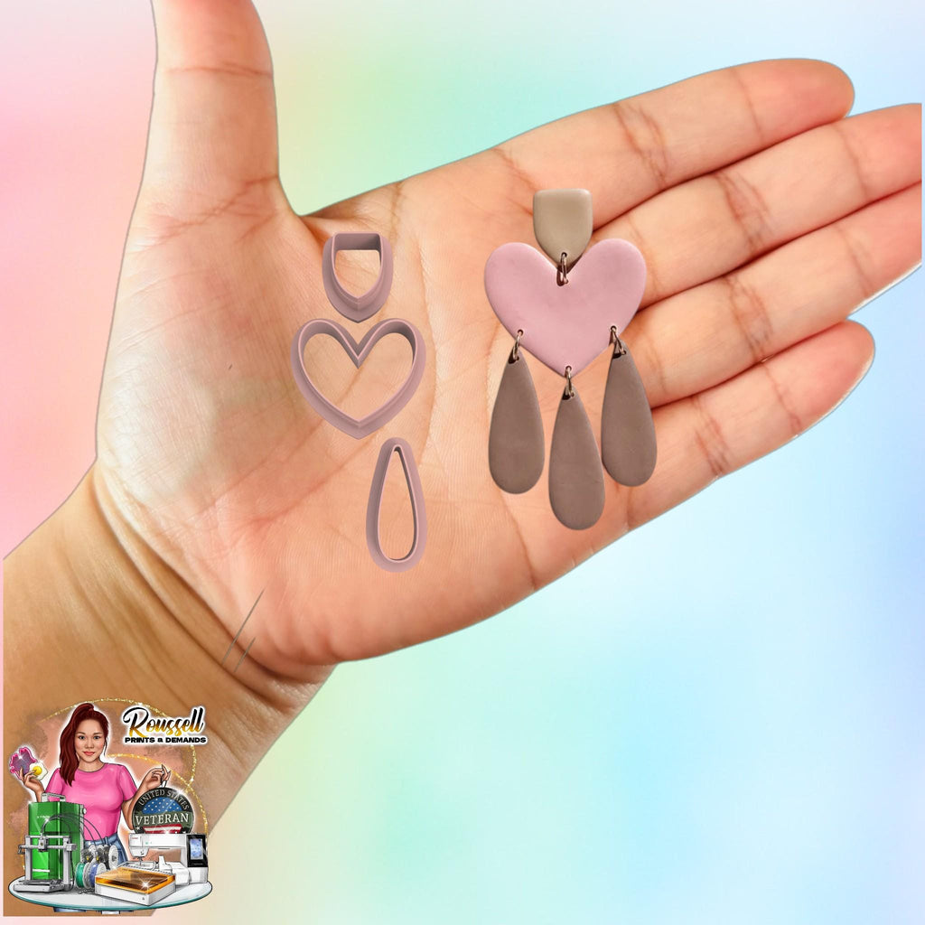 Cinnamon heart drop Valentines Polymer clay Cutter