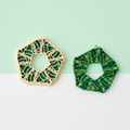 Pentagon tropical leaf wreath clay cutter with finished polymer clay charm